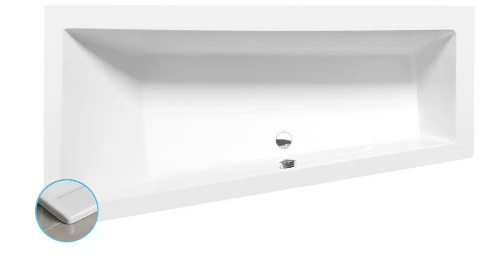 Polysan - Asimetrična kada Andra Slim L, 180x90x45 cm, bijela 72872S