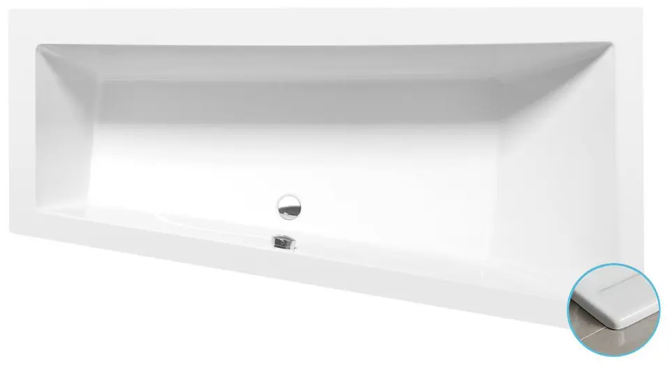 Polysan - Asimetrična kada Andra Slim R, 170x90x45 cm, bijela 81511S