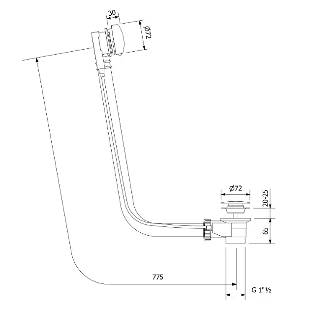 Polysan Accesorios - Juego de desagüe y rebosadero para bañera con llenado,  longitud 675 mm, cromo 71685