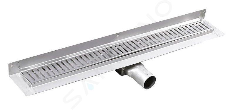 Gelco Manus - Edelstahl-Duschwanne 1250 mit Rost ONDA, 125x6x11 cm, Wandmontage GMO28