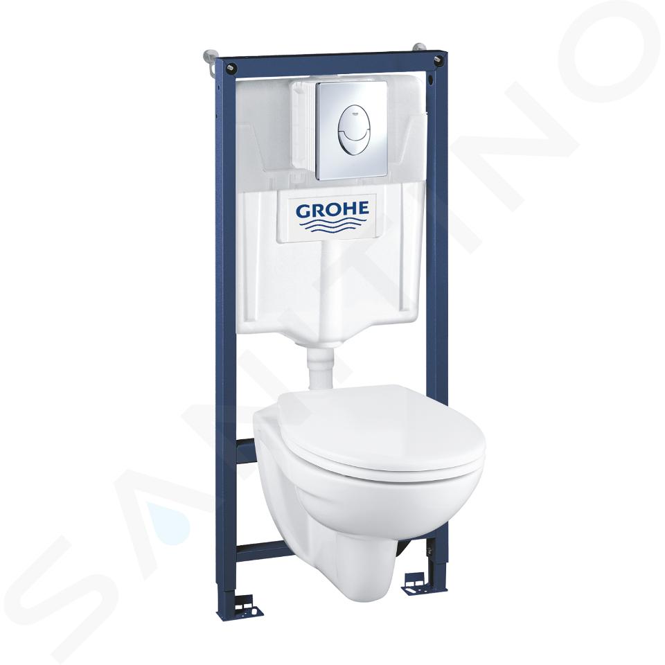 Grohe Solido - Complete toiletset met inbouwreservoir, hangtoilet en softclose wc bril, Skate Air bedieningsplaat, chroom 39192000