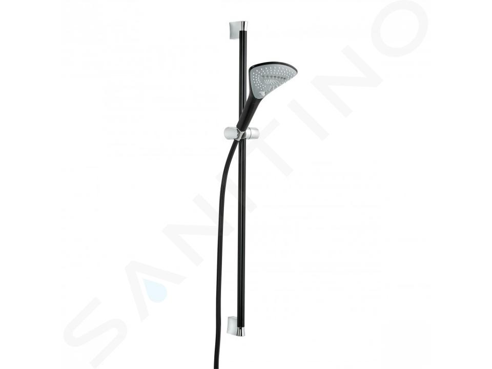 Kludi Fizz - Ensemble pommeau de douche, flexible de douche, barre 900 mm, 3 jets, noir mat 6774087-00