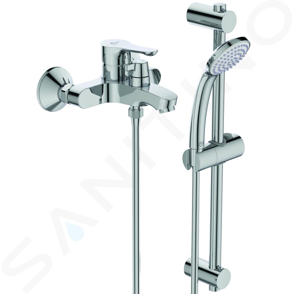 Ideal Standard Alpha - Miscelatore a parete per vasca da bagno, con  deviatore in ceramica e accessori, cromo BC656AA