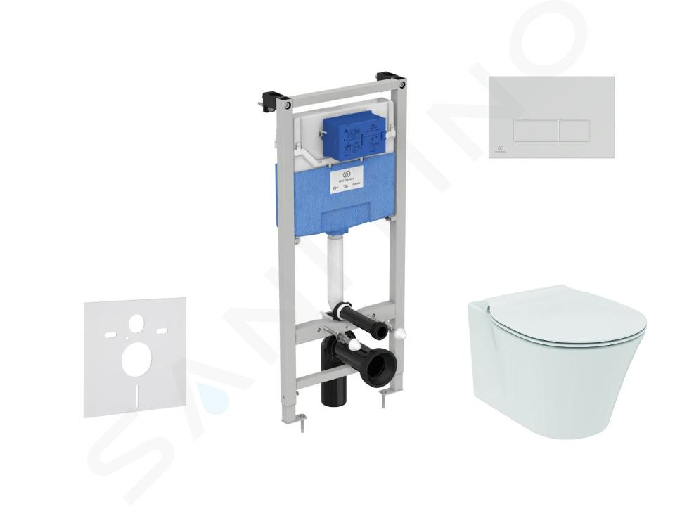 Ideal Standard ProSys - Ensemble pour WC suspendu, cuvette et abattant Connect Air, Plaque de déclenchement Oleas M2, Aquablade, SoftClose, blanc ProSys120M SP19