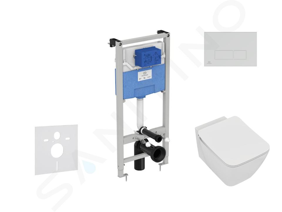 Ideal Standard ProSys - Ensemble pour WC suspendu, cuvette et abattant Strada II, Plaque de déclenchement Oleas M2, Aquablade, SoftClose, blanc ProSys120M SP25