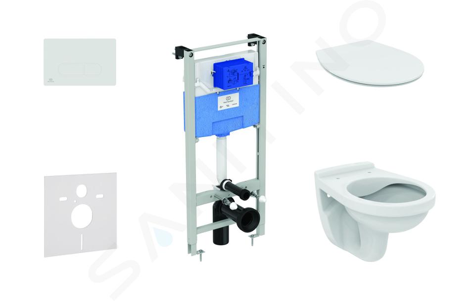 Ideal Standard ProSys - Conjunto de módulo de instalación empotrado, inodoro Alpha con asiento, pulsador de descarga Oleas M1, SoftClose, blanco ProSys120M SP40