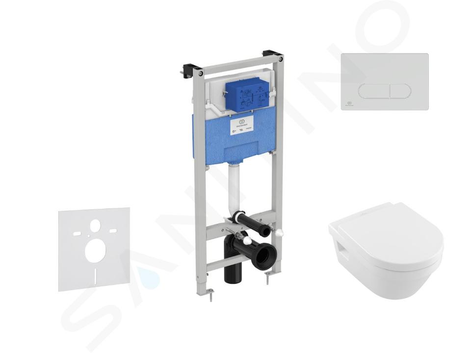 Ideal Standard ProSys - Ensemble pour WC suspendu, cuvette et abattant Architectura, Plaque de déclenchement Oleas M1, DirectFlush, SoftClose, CeramicPlus, blanc ProSys120M SP46