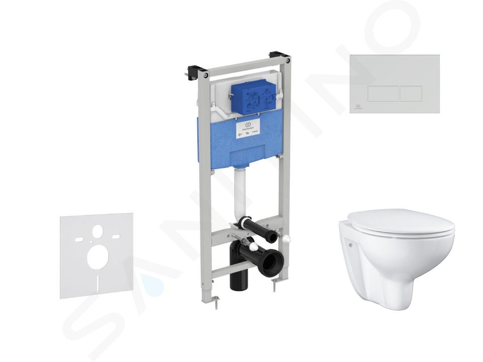 Ideal Standard ProSys - Toiletset- inbouwreservoir, douche-WC, WC-zitting Bau Ceramic, Oleas M2 bedieningsplaat, Rimless, SoftClose, wit ProSys120M SP61