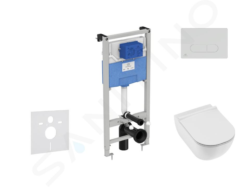 Ideal Standard ProSys - Zestaw do montażu podtynkowego, toaleta i deska Mio, przyciski Oleas M1, Rimless, Slowclose, Antibak, biały ProSys120M SP70