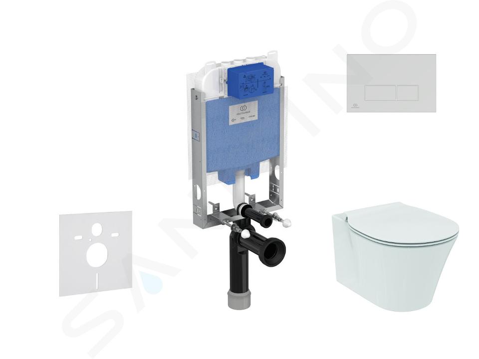 Ideal Standard ProSys - Ensemble pour WC suspendu, cuvette et abattant Connect Air, Plaque de déclenchement Oleas M2, Aquablade, SoftClose, blanc ProSys80M SP91