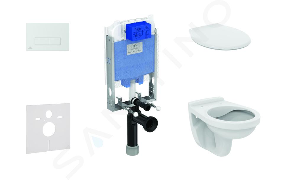 Ideal Standard ProSys - Set - Vorwandelement, Klosett und WC-Sitz Dolomite Quarzo, Betätigungsplatte Oleas M2, chrom matt ProSys80M SP104