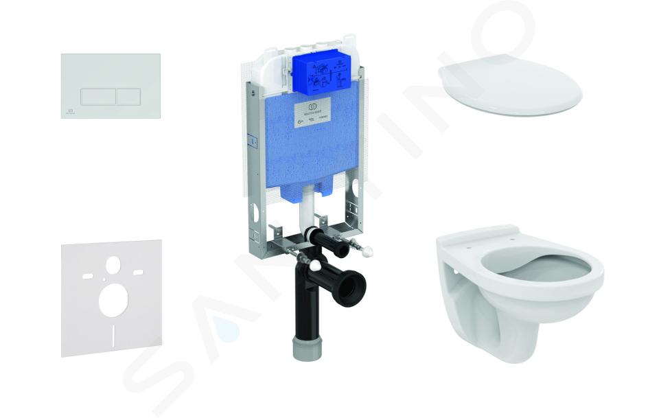 Ideal Standard ProSys - Conjunto de módulo de instalación, inodoro Alpha con asiento, pulsador de descarga Oleas M2, cromo ProSys80M SP105