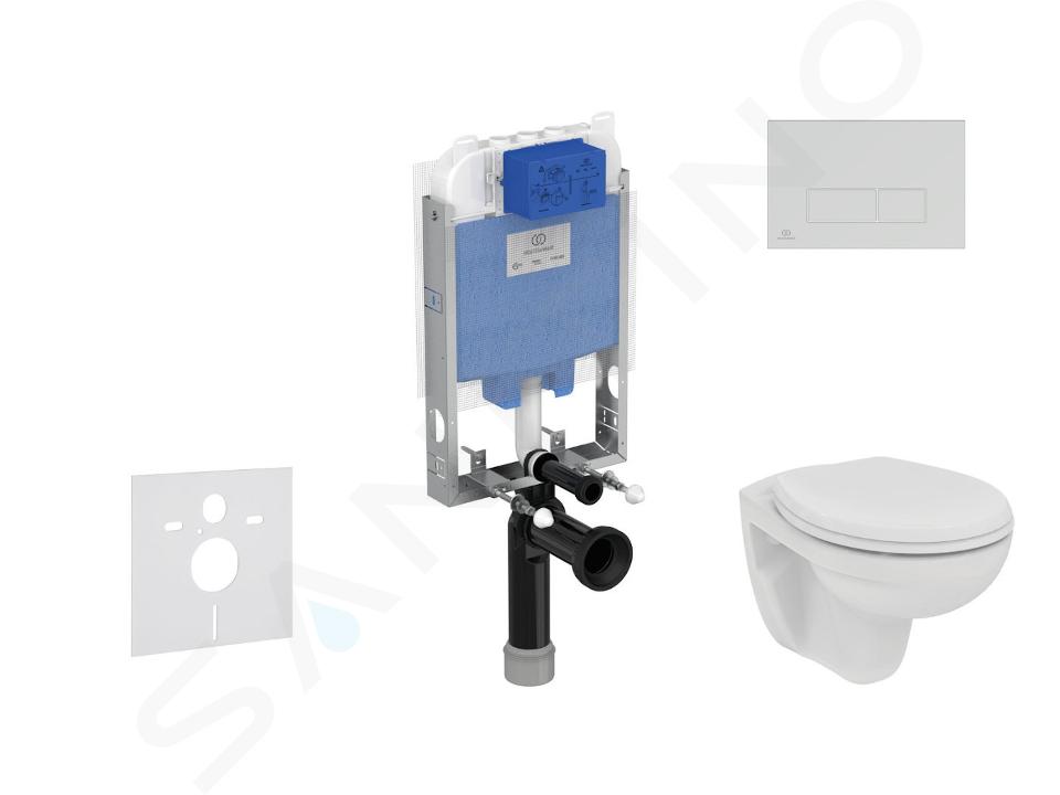 Ideal Standard ProSys - Conjunto de módulo de instalación empotrado, inodoro y asiento Eurovit, pulsador Oleas M2, Rimless, SoftClose, blanco ProSys80M SP121