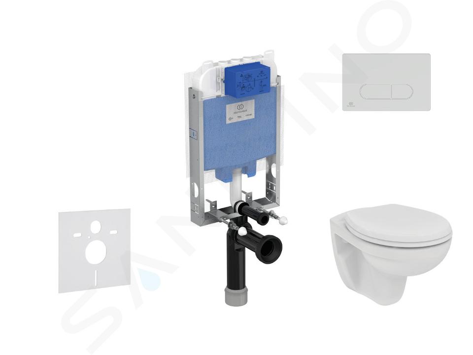 Ideal Standard ProSys - Conjunto de módulo de instalación empotrado, inodoro y asiento Eurovit, pulsador Oleas M1, Rimless, SoftClose, blanco ProSys80M SP124