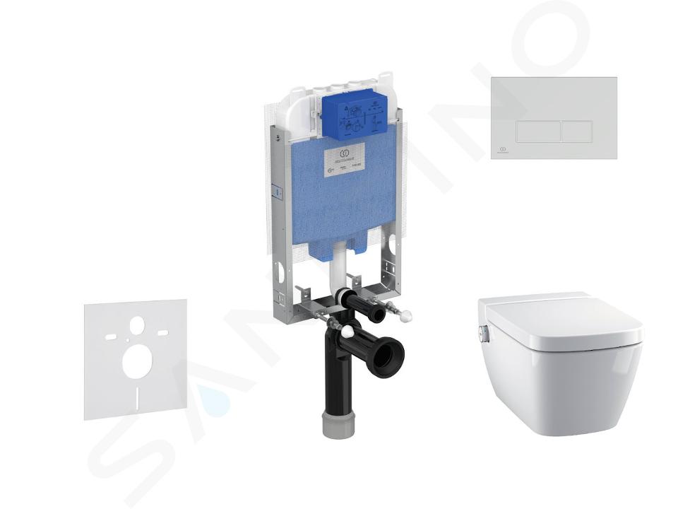 Ideal Standard ProSys - Ensemble pour WC suspendu, cuvette et abattant TECEone, Plaque de déclenchement Oleas M2, Rimless, SoftClose, blanc ProSys80M SP127