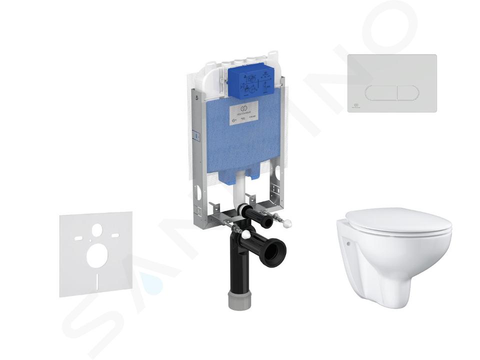 Ideal Standard ProSys - Ensemble pour WC suspendu, cuvette et abattant Bau Ceramic, Plaque de déclenchement Oleas M1, Rimless, SoftClose, blanc ProSys80M SP136