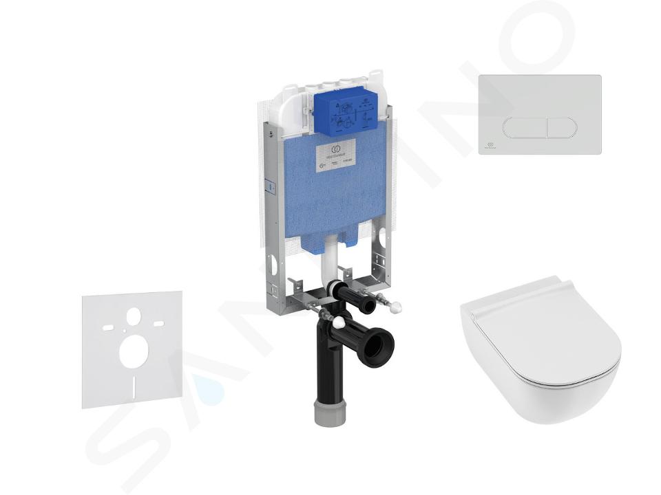 Ideal Standard ProSys - Set de instalare încastrată, toaletă și capac Mio, clapetă Oleas M1, Rimless, Slowclose, Antibak, alb ProSys80M SP142