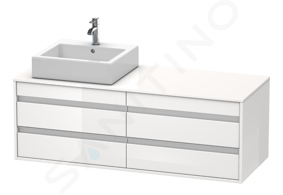 Duravit Ketho - Umyvadlová skříňka 496x1400x550 mm, levá, 4 zásuvky, lesklá bílá KT6657L2222