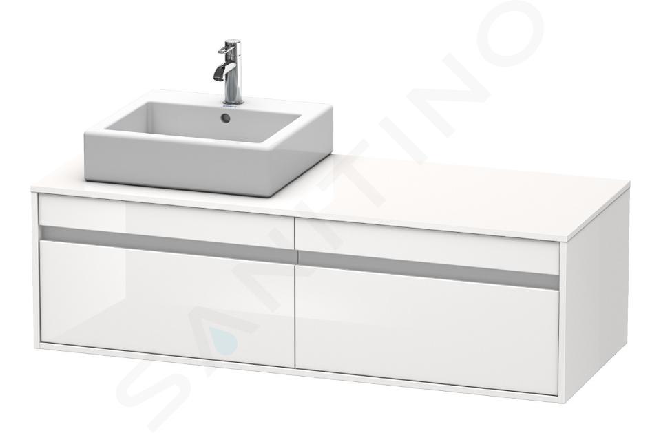 Duravit Ketho - Umyvadlová skříňka 43x140x55 cm, levá, 2 zásuvky, lesklá bílá KT6697L2222