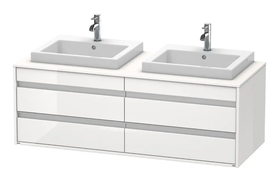 Levně Duravit Ketho - Umyvadlová skříňka 50x140x55 cm, 4 zásuvka, lesklá bílá KT6757B2222