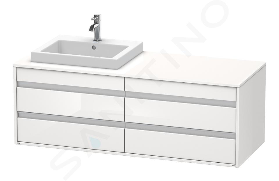 Duravit Ketho - Waschtischunterschrank 496x1400x550 mm, links, mit 4 Aufzügen, weiß glänzend KT6757L2222