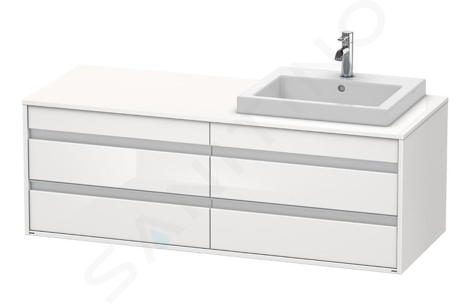 Duravit Ketho - Umyvadlová skříňka 496x1400x550 mm, pravá, 4 zásuvka, lesklá bílá KT6757R2222