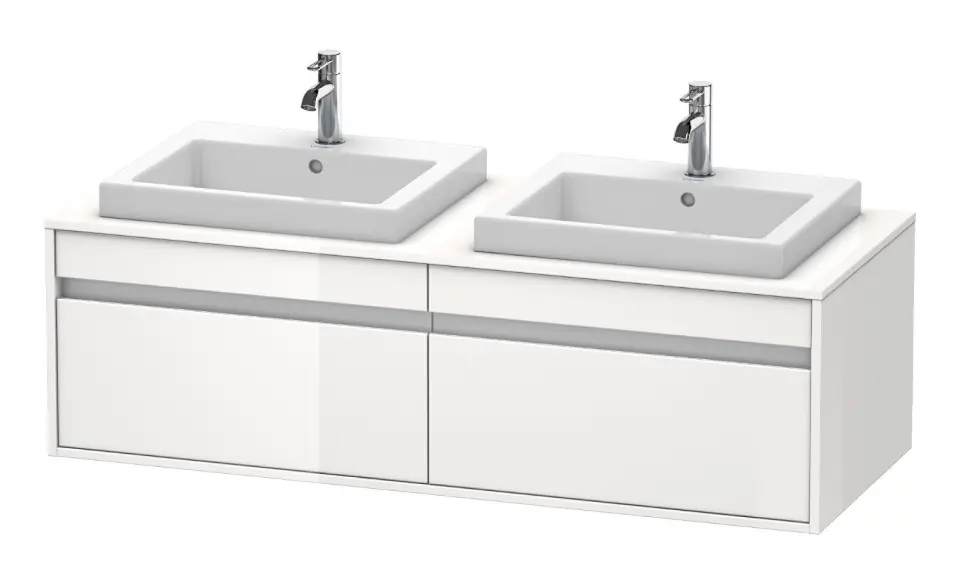 Levně Duravit Ketho - Umyvadlová skříňka 43x140x55 cm, 2 zásuvky, lesklá bílá KT6797B2222