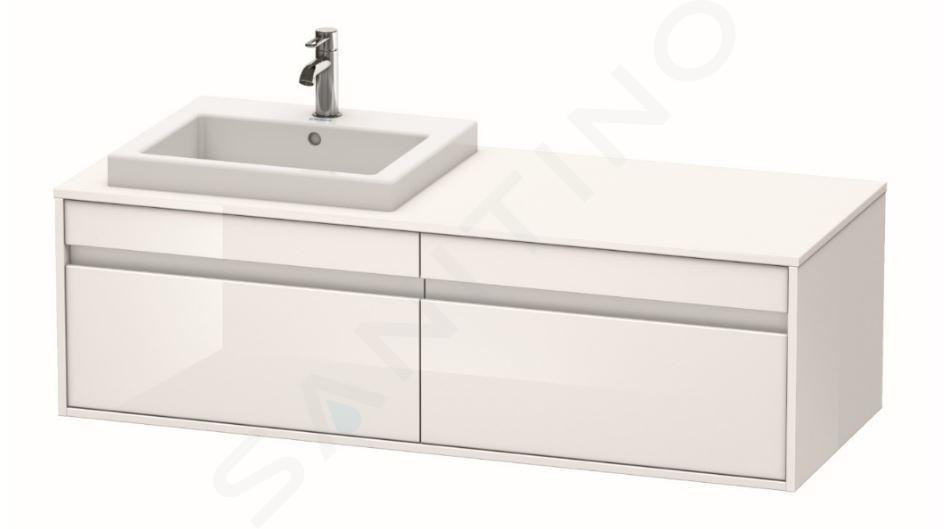 Duravit Ketho - Waschtischunterschrank 43x140x55 cm, links, mit 2 Aufzügen, weiß glänzend KT6797L2222