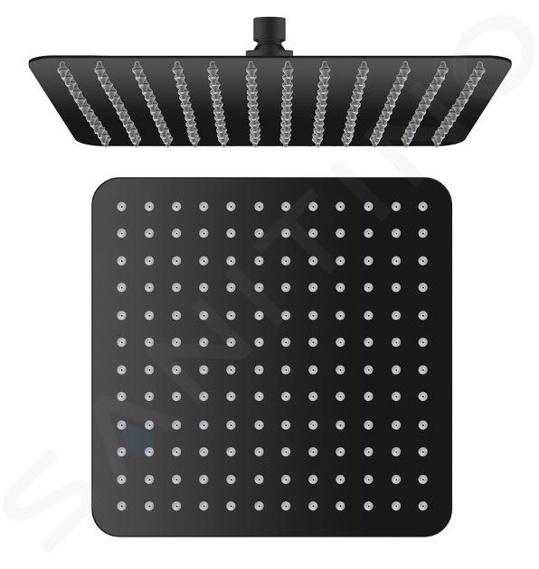 Sapho Slim - Kopfbrause, 30x30 cm, schwarz / Edelstahl SL101