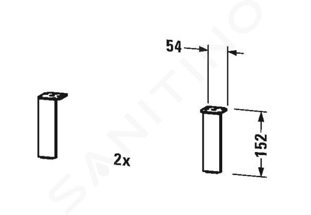 Duravit Accesorios - Pies de pedestal, 2 unidades, cromo UV999300000