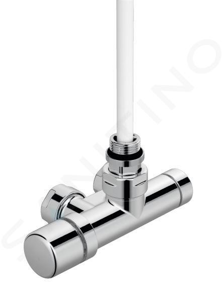 Zehnder Accesorii - Racord de colț cu 1 punct SET M, 1/2, cu cap de comandă la stânga, intrare la dreapta, distanța 50 mm, alb 839021