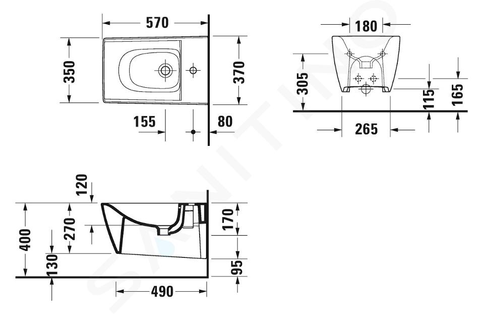 Duravit Viu - Bidet sospeso, DuraFix, bianco alpino 2292150000