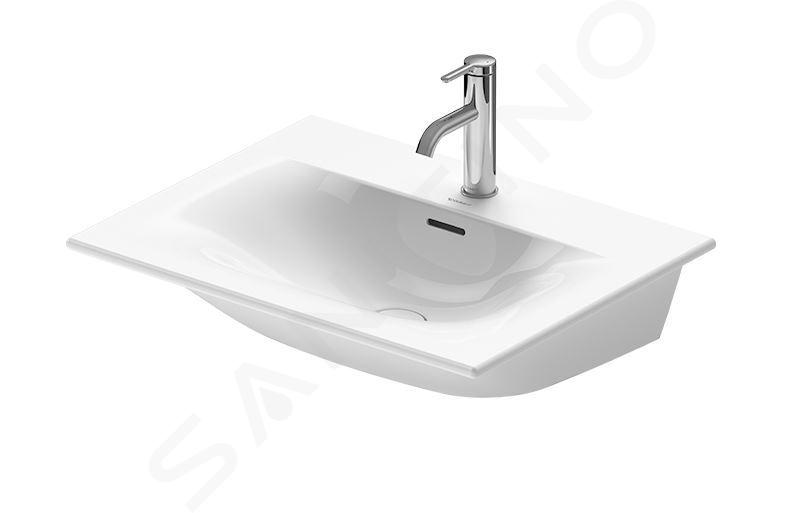 Duravit Viu - Umywalka 630x490 mm, z przelewem, z otworem na baterię, biała 2344630000