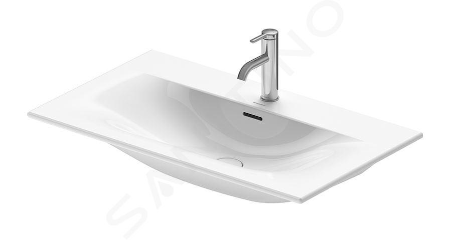 Duravit Viu - Wastafel 83x49 cm, met overloop, met kraangat, WonderGliss, wit 23448300001