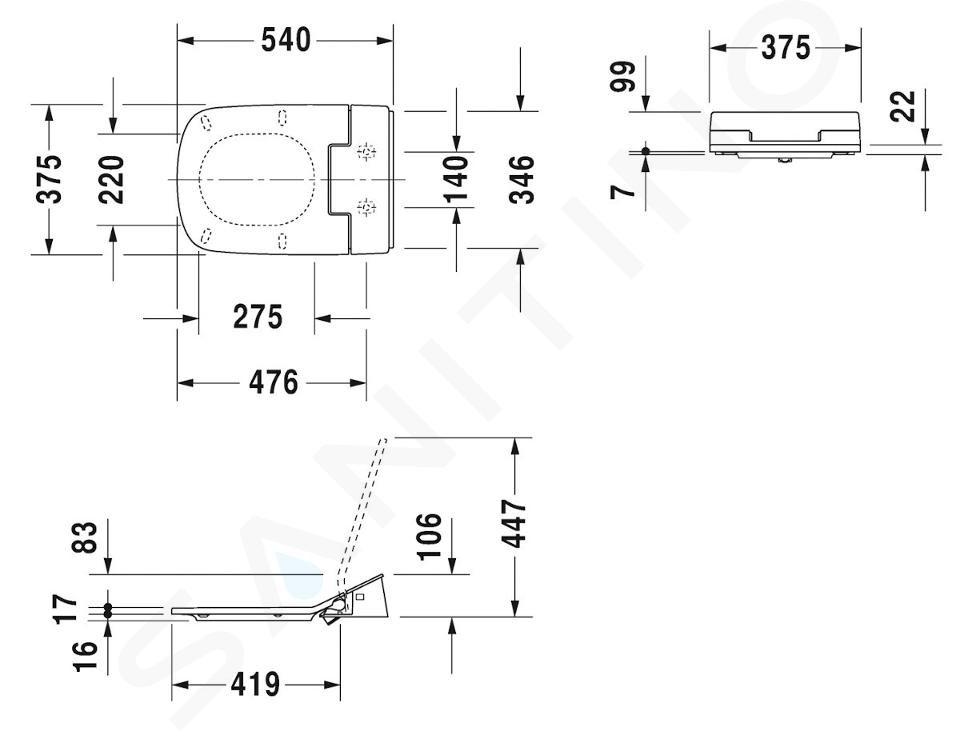 Duravit SensoWash Slim - Elektronické bidetové sedátko, softclose, bílá 611200002304300