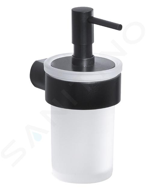 Sapho Gedy Pirenei - Dispenser sapone con supporto, nero opaco/vetro satin PI8114