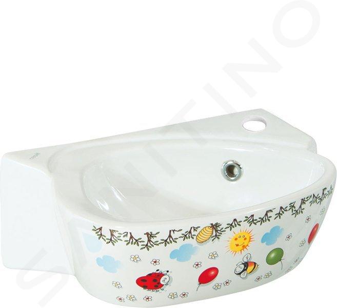 Sapho Kid - Lavabo pour enfants 386x290 mm, avec trop-plein, trou pour robinet, impression couleur CK035-FF