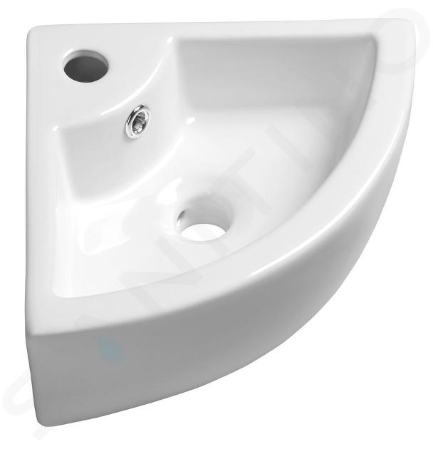Sapho - Lavoar de colț Gynt 33x33 cm, cu 1 orificiu pentru baterie, alb AR154