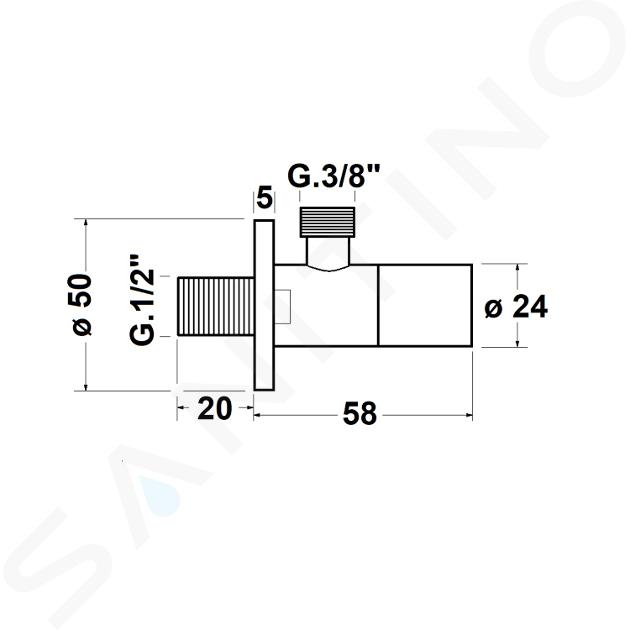 Sapho Robinets d'angle - Robinet d'angle avec rosace, rond, noir mat SL015