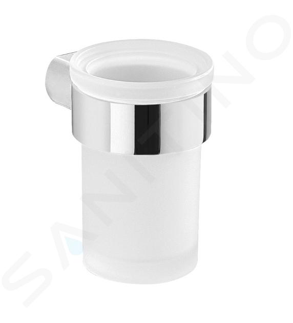 Sapho Gedy Pirenei - Vaso con soporte para cepillos de dientes, vidrio opalino/cromo PI1013