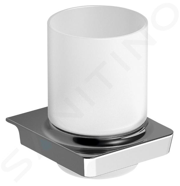 Sapho Zen - Vaso con soporte para cepillos de dientes, vidrio opalino/cromo 160990