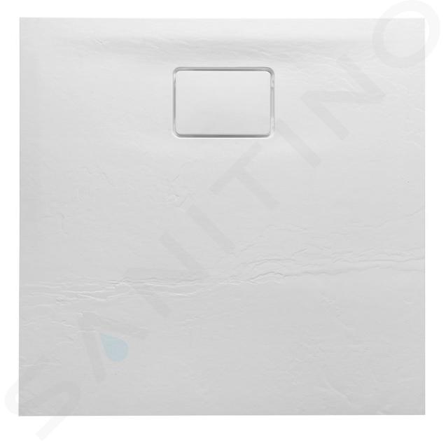Sapho Acora - Cădiță de duș 800 x 800 mm, marmură turnată, decor piatră albă AC001