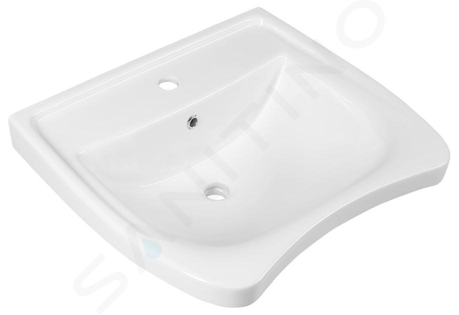 Sapho Disabled - Lavabo 600x550 mm, sin barreras, con 1 agujero para grifo, blanco 5160