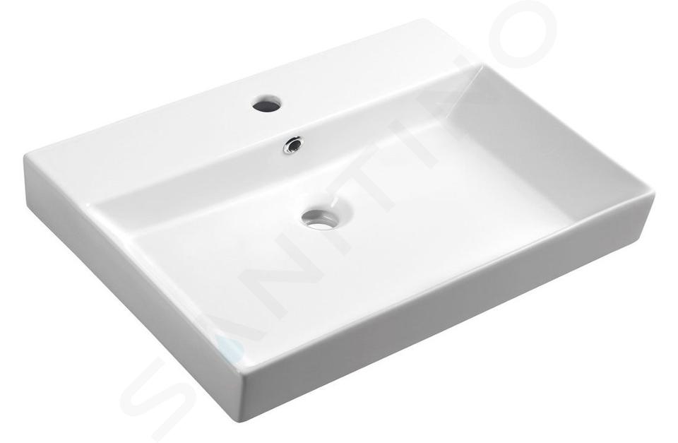 Sapho Kare - Lavabo Kare 700x460 mm, con 1 foro per miscelatore, bianco 17070