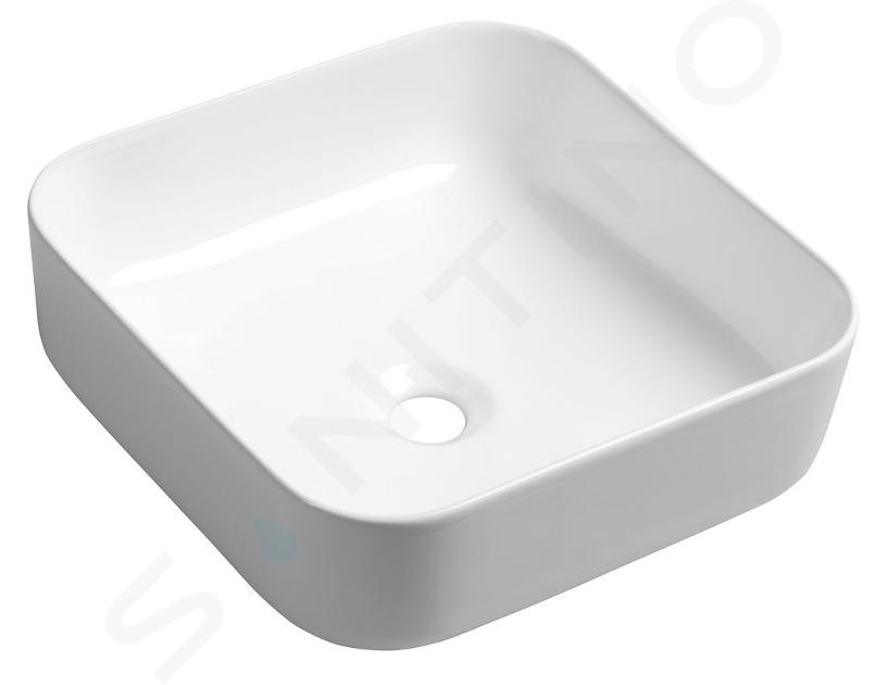 Sapho Lavabos - Lavabo Prata 395x395 mm, sin orificio para grifo, sin rebosadero, blanco AR423