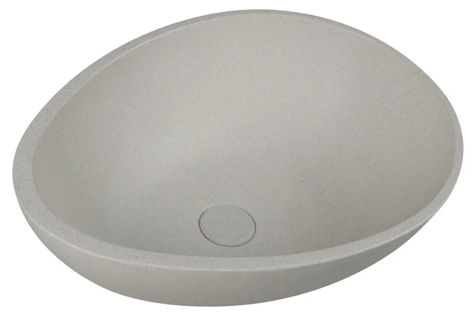 Sapho - Lavabo Punc 53x39 cm, con sistema di scarico, arenaria bianca BH7000
