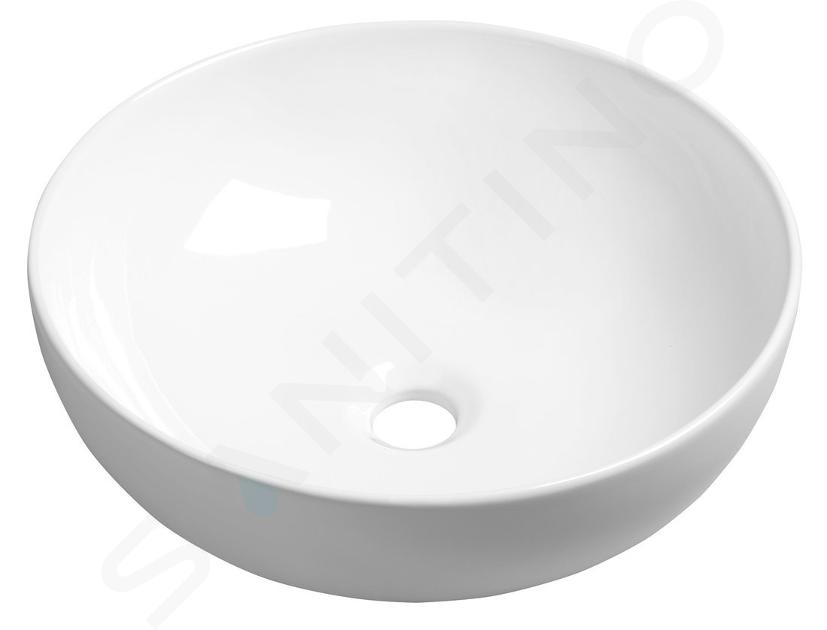 Sapho Lavabos - Lavabo Rondane, diamètre 40 cm, sans trou pour robinet, sans trop-plein, blanc AR435