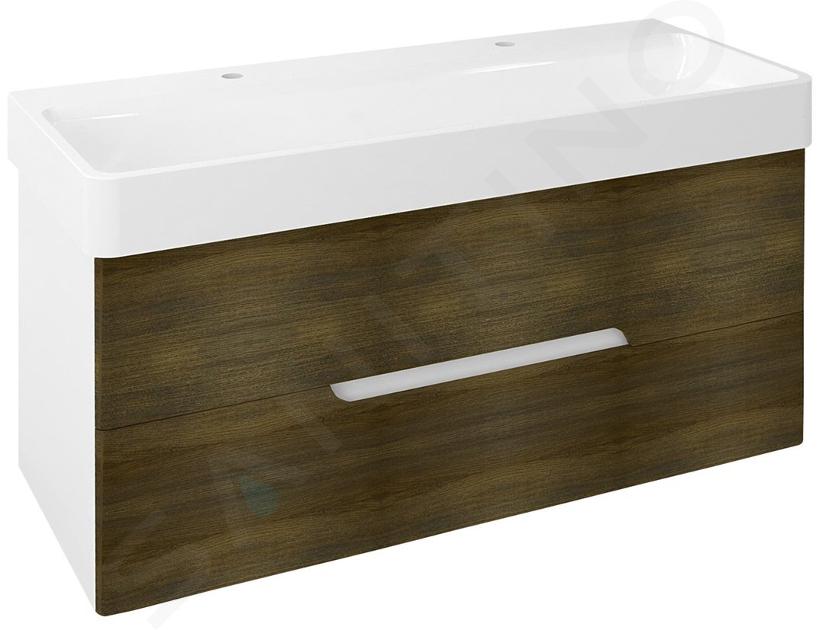 Sapho Mediena - Meuble lavabo 117x51x49 cm, blanc mat/chêne graphite MD121