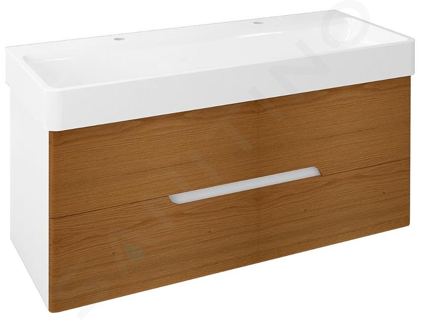 Sapho Mediena - Mueble de lavabo 117x51x49 cm, blanco mate/roble natural MD122