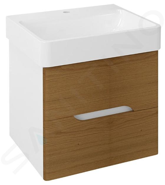 Sapho Mediena - Meuble lavabo 56x51x49 cm, blanc mat/chêne naturel MD062